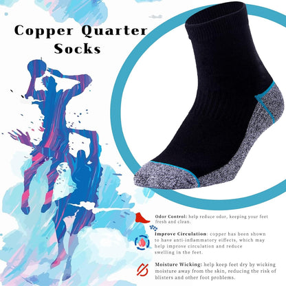 Copper Infused Athletic Ankle Quarter Socks for Mens and Womens 4/5 Pairs
