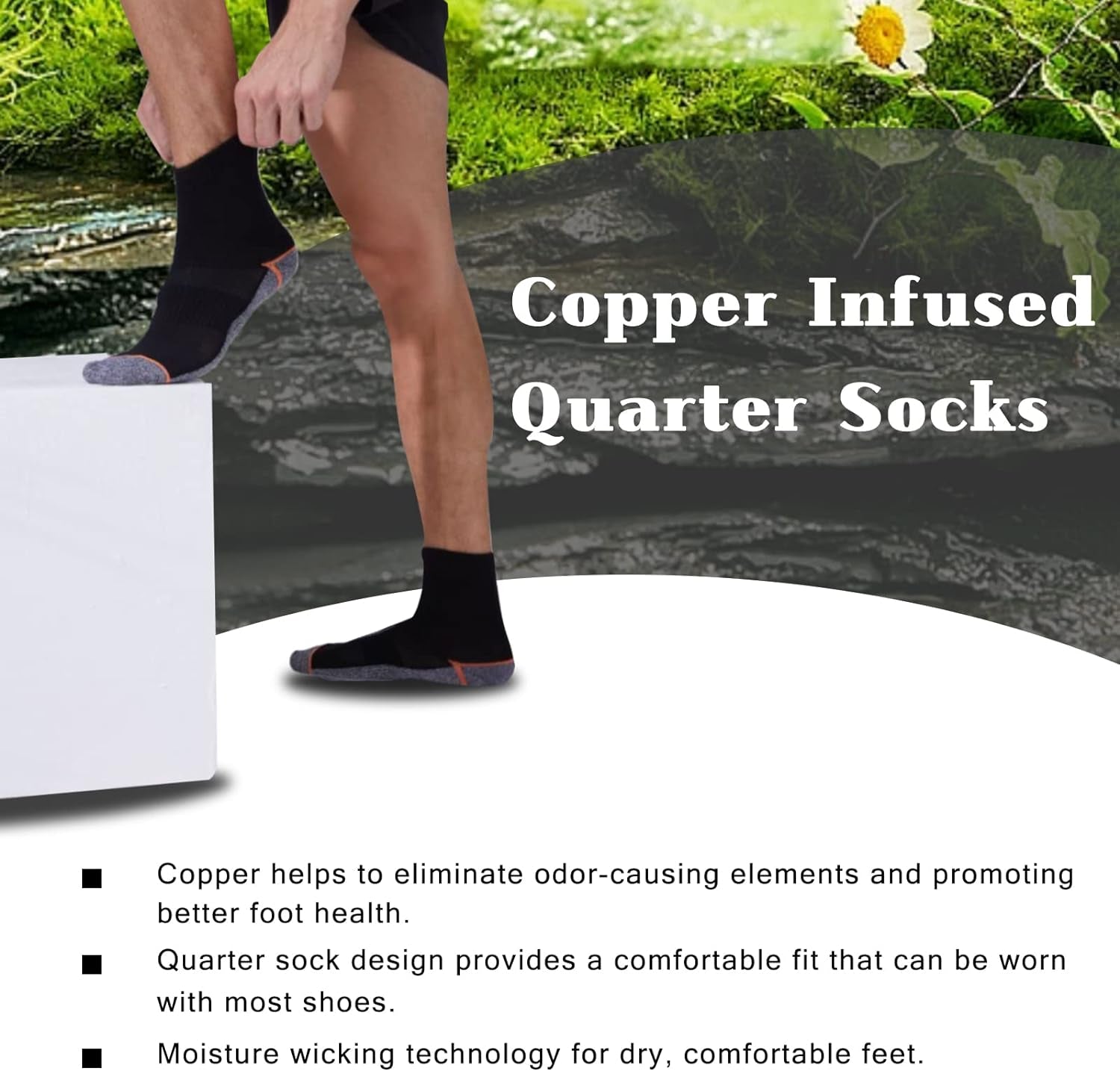 Copper Infused Athletic Ankle Quarter Socks for Mens and Womens 4/5 Pairs