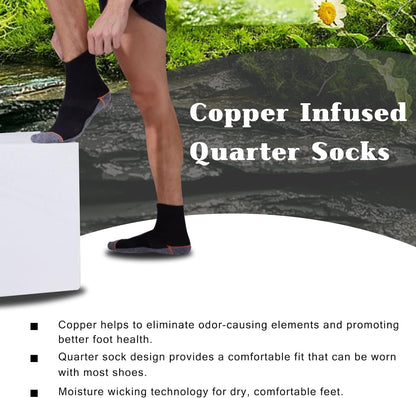 Copper Infused Athletic Ankle Quarter Socks for Mens and Womens 4/5 Pairs